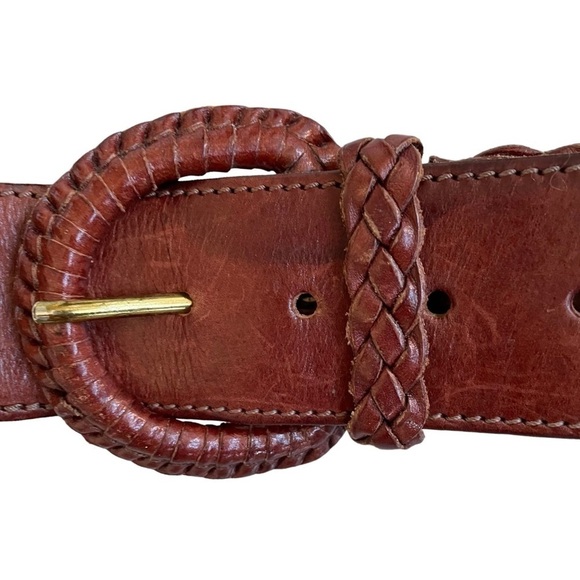 POLO RALPH LAUREN Leather Woven Braided Belt Brown 32 - Picture 3 of 8
